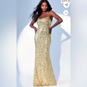 Faviana Stunning Gold Sequin Gown
